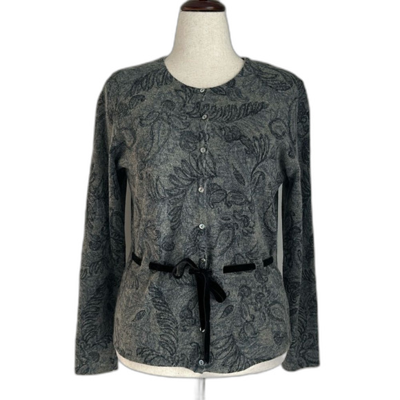 Sarah Spencer Vintage  Wool/Angora blend Paisley knit women’s cardigan Size L - Picture 1 of 12